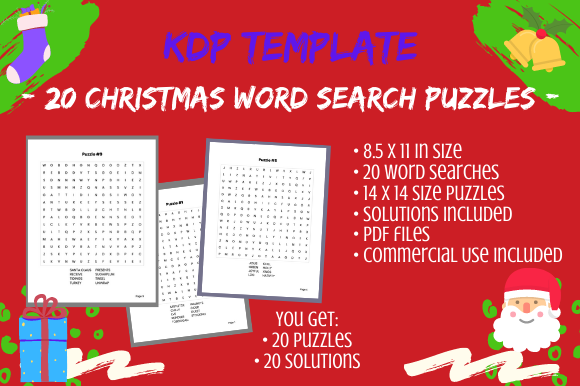 20 Christmas 14x14 Word Search Puzzles: A Practical Resource for KDP Creators and Holiday Activity Planning