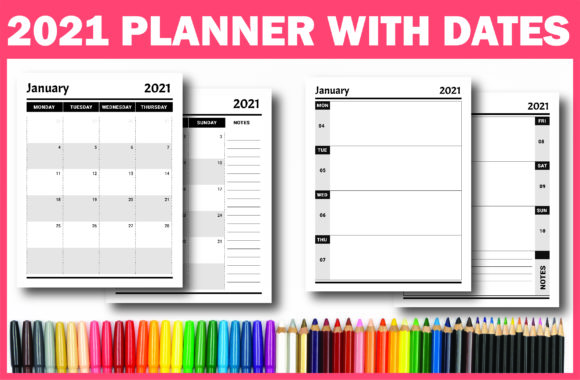 2021 Planner with Dates Ready for KDP: A Complete Interior Resource