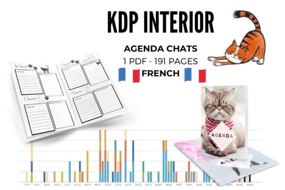 AGENDA CHATS AGENDA CATS FRENCH : L'Intérieur Illustré pour Votre Projet KDP