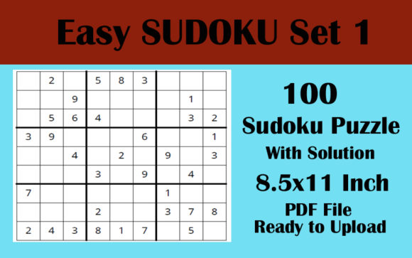 Sudoku Puzzle 100 Easy Volume 1: KDP Ready Format